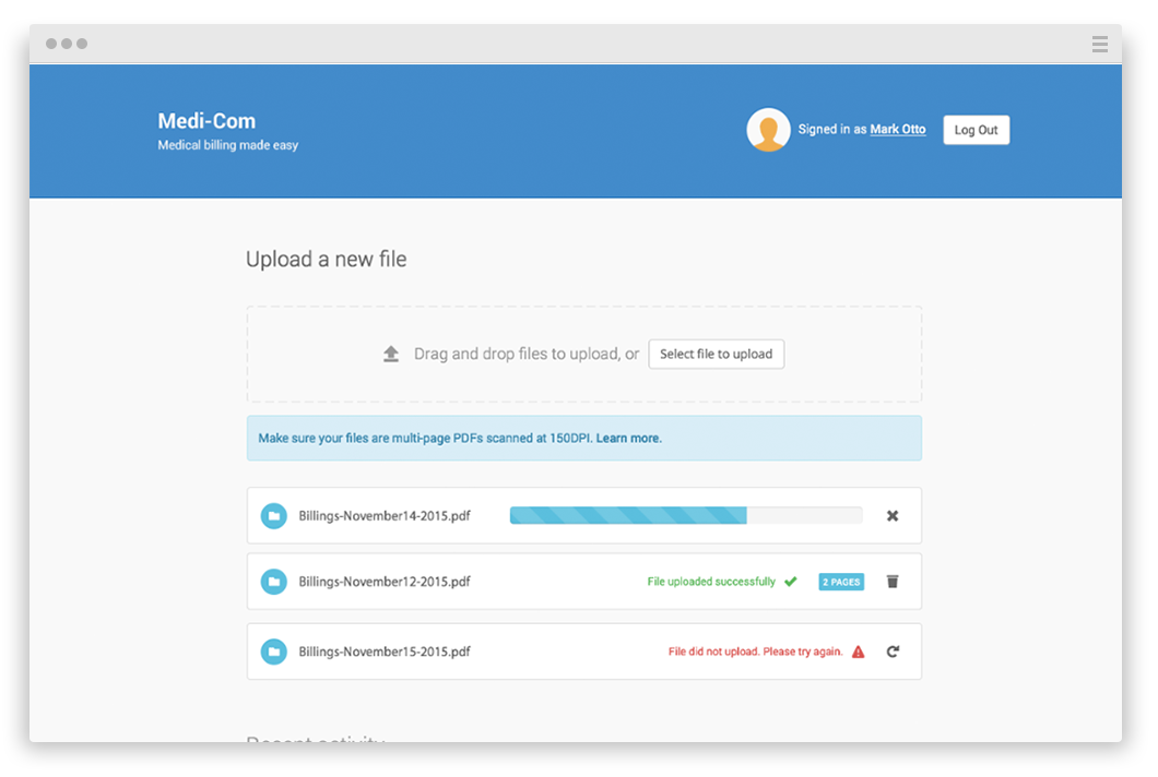 Upload queue for charges